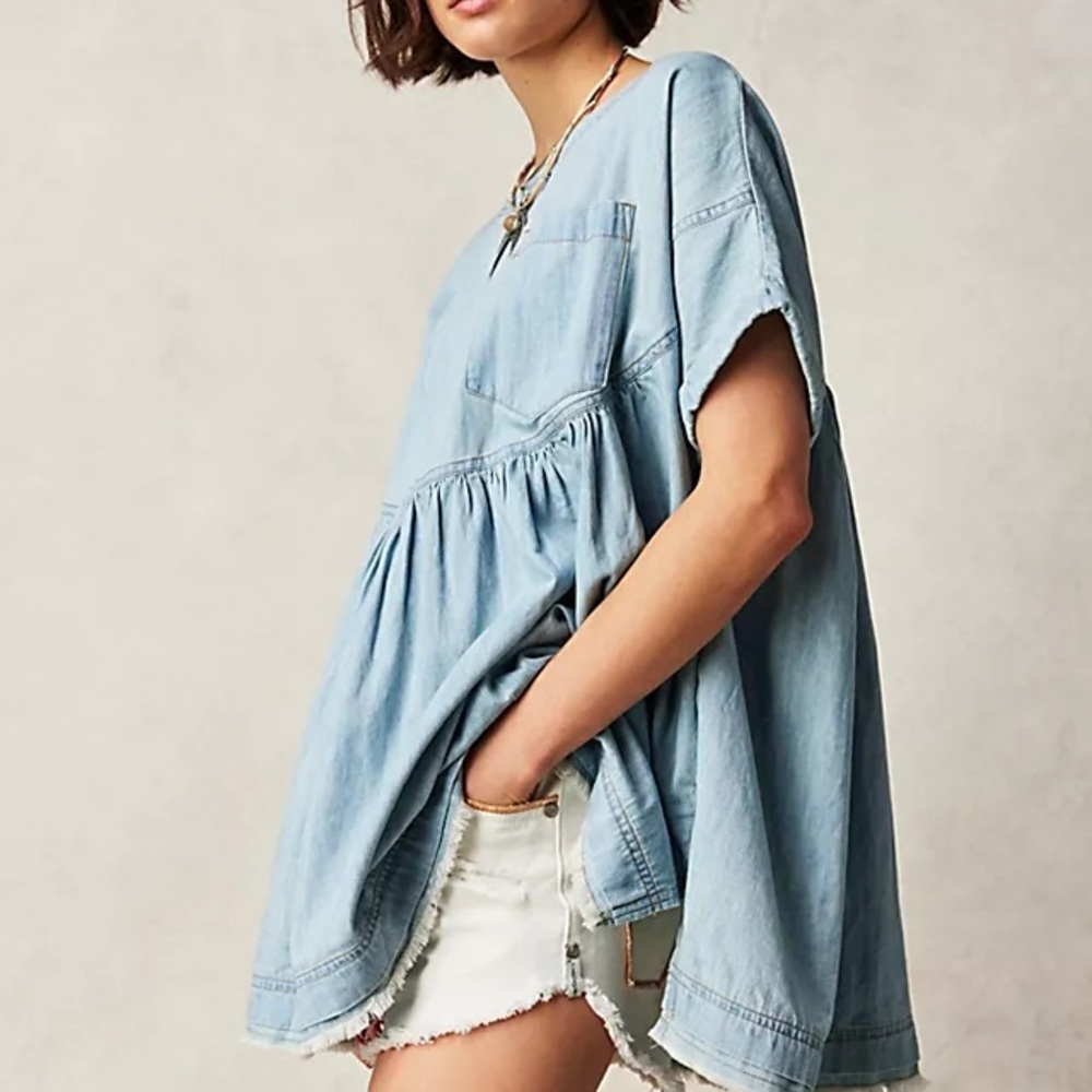 Free People | Moon City Denim Top